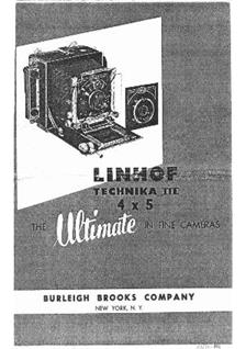Linhof Technika 3 manual. Camera Instructions.